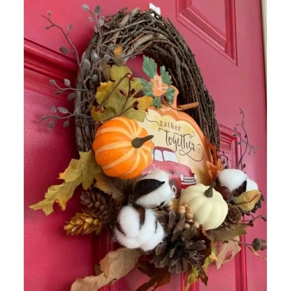 Fall Wreath, Pinecones, Berries, Acorns, Fall Leaves, Pumpkins, Autumn Wreath
